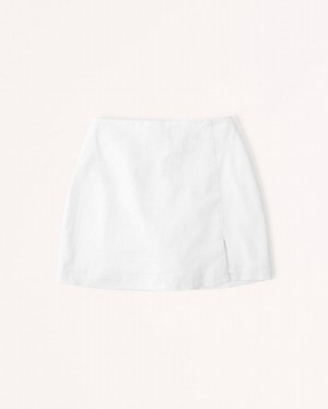 Sukne Abercrombie Linen-blend Slit Mini Damske Biele | 42GKYHRXB